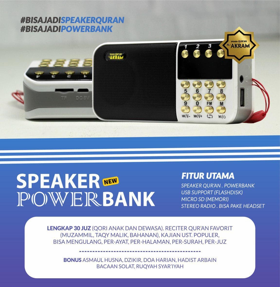 fitur-speaker-quran-al-akram-powerbank